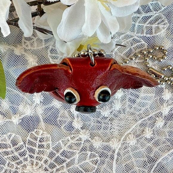 Handmade Red Koala Bear Leather Purse Charm Keychain - Picture 3 of 8